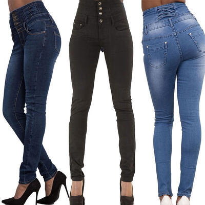 

Women Ladies Black Blue High Waisted Skinny jeans size 6 8 10 12 14 16