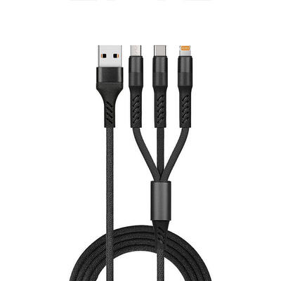 

3 In 1 Multi Charging Charger Cable With USB Tpye-C Micro USB Lightning For Android IPhone - 1M-1m