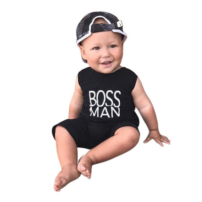 

Newborn Kids Baby Boys Clothes Sleeveless Letter Print Romper Jumpsuit Pajamas