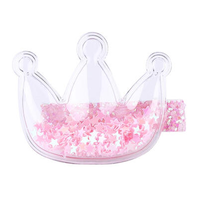 

Transparent Colorful Girls Kids Hair Clips Lovely Crown Star Heart Hairpin