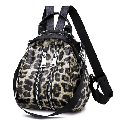 

New shoulder bag fashion Korean casual vintage female backpack simple travel leopard small bag tide
