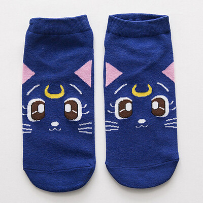 

1 Pair Anime Sailor Moon Socks Luna Artemis Diana Cats Women Cotton Blend Hot