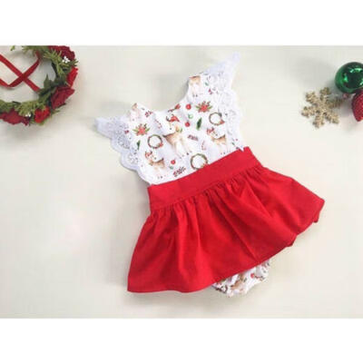 

Christmas Newborn Kid Baby Girl Clothes Lace Romper Bodysuit Jumpsuit Outfit Set