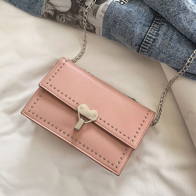 

Tailored Womens Fashion Rivet Small Square Bag Solid Color Diagonal Bag Shoulder Bag