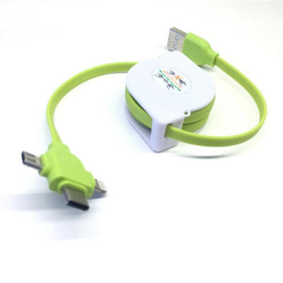 

3-in-1 Charge Cable Retractable Type C Micro USB Lightning Charging Cord -1m