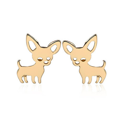 

Womens Simple Lovely Dog Silver Gold Stud Earrings Anti Allergy Earring Pet Ear Studs