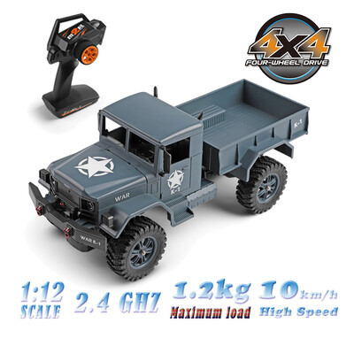 

Gobestart Wltoys 124301 112 24G 4WD 390 Bruhed Rc Car 12kg Load Off-Road Military Truck