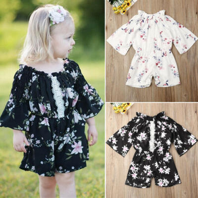 

AU Kid Baby Girls Lace Floral Romper Bodysuit Jumpsuit Toddler Outfits Clothes