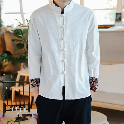

Toponeto Chinese Fashion Mens Cotton-linen Long sleeves Tops in Spring&Summer