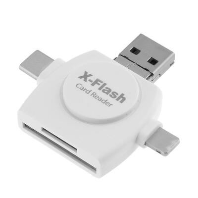 

4 in 1 Memory Card Reader with Apple USB Micro USB Type-C PC USB Ports