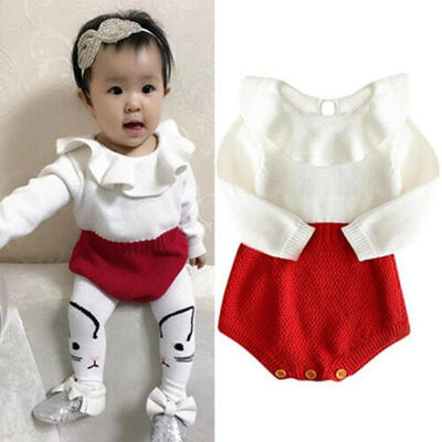 

US Newborn Baby Girl Wool Knitting Tops Romper Shorts Warm Outfits Set Clothes