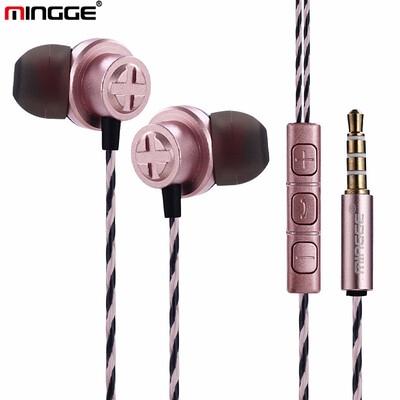 

MINGGE famous M18 in-ear subwoofer metal volume control with wheat belt self-timer eating chicken mobile phone headset