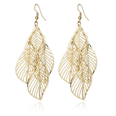 

In 2019 the new brand design of simple hollow metal leaf earrings for women