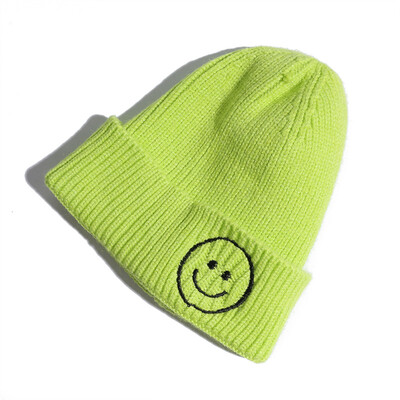 

Hat female smiling face cute ladies knit hat autumn&winter Korean version of Joker new wool hat Korea earmuff head cap