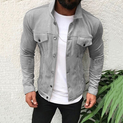 

Gobestart Mens Button Autumn Winter Military Outwear Pure Color Breathable Coat