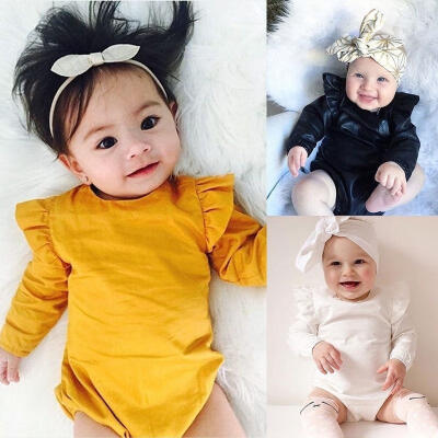 

UK Newborn Baby Girls Ruffles Romper Bodysuit Playsuit Outfits Clothes 3 Colors