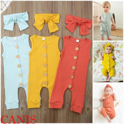 

UK Newborn Infant Baby Girl Boy Sleeveless Long Bodysuit Jumpsuit Clothes Outfit