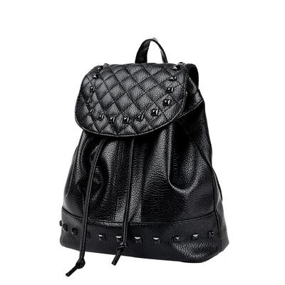 

Korean Style Women PU Leather Casual Backpack Rivet Travel Bag School Bags