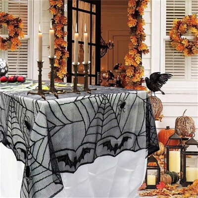 

48 x 96 inch Lace Fireplace Web Latest Table Scarf Spider Web Halloween Spider Tablet Cover Tablecloth Halloween Runner Scarf