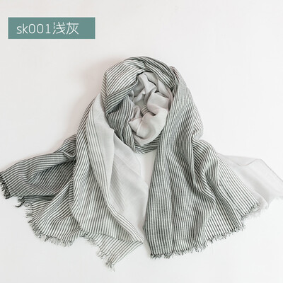 

New spring&autumn literary striped cotton&linen scarf female Mori wind sunscreen linen scarves shawl wholesale SK001