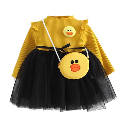 

Kids Girls Long Sleeve Lace Dress Cute Baby Clothes Dresses Long Sleeve Princess Vestidos With Bags