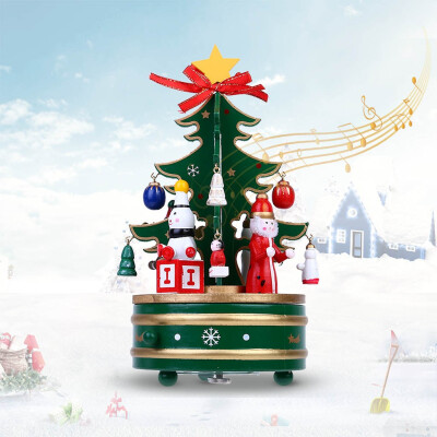 

〖Follure〗Merry-go-round Music Boxes Decoration Gifts Wooden Christmas Tree Xmas Toy Gift