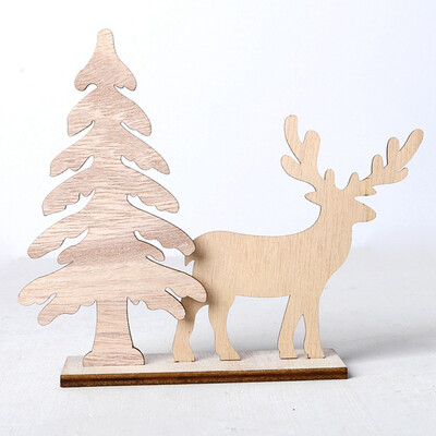 

1Set Wood Crafts Christmas Santa Claus&Snowman Wooden Ornaments For Home Decor