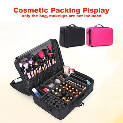 

Cosmetic Case Organizer Waterproof Large Capacity Makeup Storage Bags Travel Beauty Artist Brush Box with Shoulder Belt