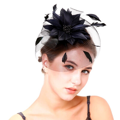 

Wedding Races Party Fascinator Veil Net Hat With Cones&Feathers Hatinator Black