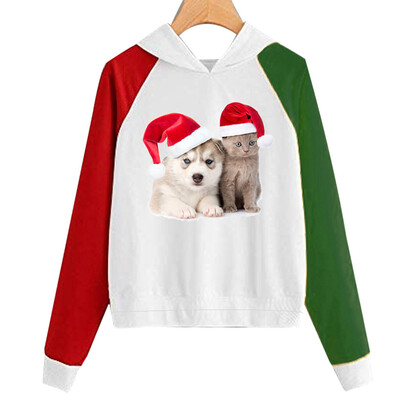 

Tailored Women Christmas Print Hooded Long Sleeves Sweatshirt Hooded Pullover Tops Shirt
