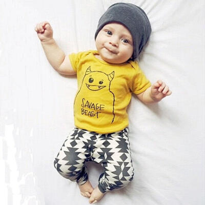 

2pcs Newborn Toddler Infant Kids Baby Boy Clothes T-shirt TopsPants Outfits Set