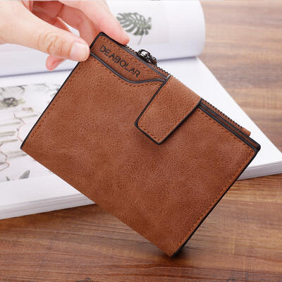 

Fashion Portable Small PU Leather Zipper Short Wallet Change Purse Cash Coin Pocket Pouch For Students Girls