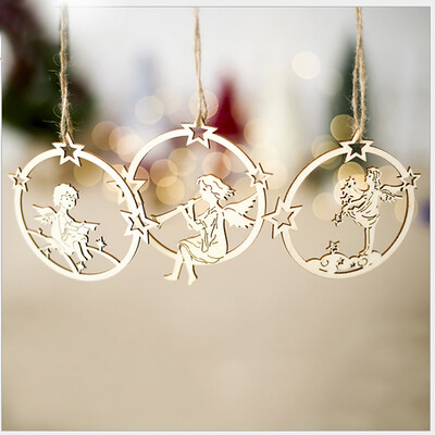 

〖Follure〗3pcs Christmas Santa Claus Decorations Wooden Shapes Ornaments Craft Xmas Gifts