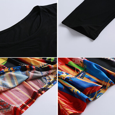 

Women Maxi Long Dress Print Long Sleeves Pockets Elastic High Waist Plus Size Autumn Dress Vestidos
