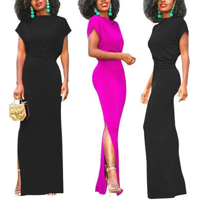 

Summer Women Short Sleeve Drape Maxi Dress Ladies Evening Cocktail Party Dresses