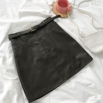 

2018 Autumn Winter New Women Skirt High Waist Solid Sashes Mini Skirt High Waist A-Line Korean Above Knee Skirt