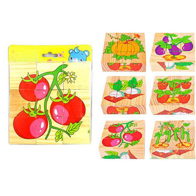

Tailored Children Wooden 9 Blocks Six Sides Building Blocks Dimensional Puzzle