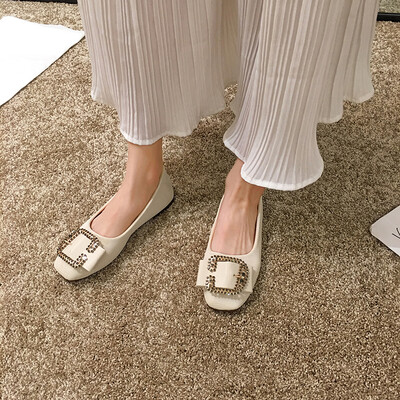 

Fairy wind womens shoes autumn shoes Korean red Joker pouring shoes rhinestone square buckle flat temperament shoes tide