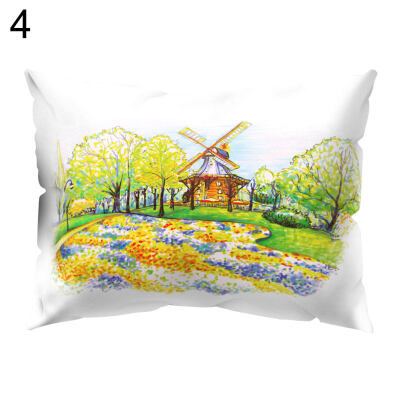 

Soft Pillow Case England House Pattern Cushion Cover Home Office Car Decoration