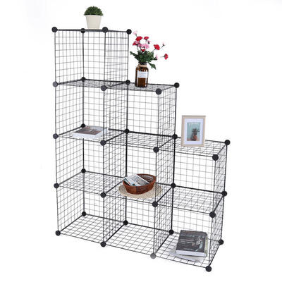 

Greensen 9 Cubes Black Steel Mesh Storage Cabinet Shelving Rack Shelf Bookcase Home Organizer