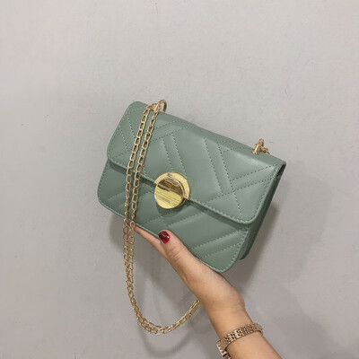 

2019 new simple fashion casual shoulder bag female foreign style texture chain Messenger bag wild embroidery line small square bag