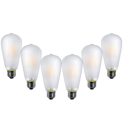 

AC220-240V 4W ST64 LED Light Bulb Dimmable Adjustable Brightness 6 Pack Ash Color Lamp Shade E27 Base Socket Holder Warm White Por