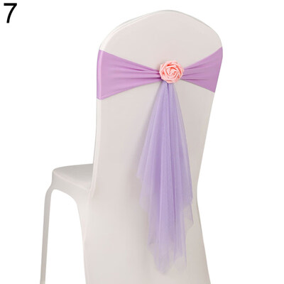 

1050Pcs Faux Rose Flower Organza Chair Sash for Wedding Events Party Decor