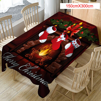 

Tailored Christmas Tablecloth Print Rectangle Table Cover Holiday Party Home Decor