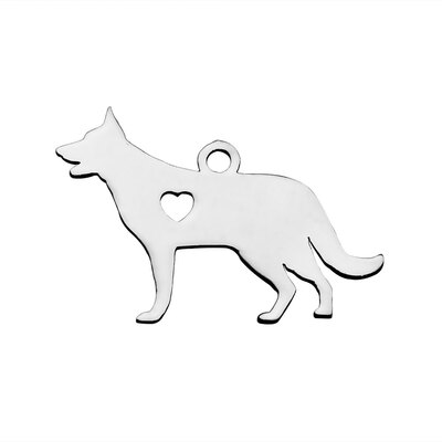 

304 Stainless Steel Pendants Dog Stainless Steel Color 15x23x11mm Hole 15mm