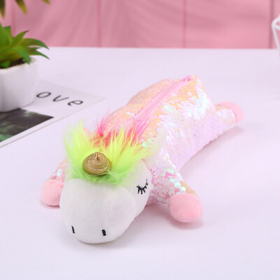 

Cute Unicorn Sequin Pencil Pen Case Stationery Makeup Cosmetic Bag Zipper Pouch