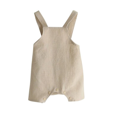 

Summer Fashion Baby Girls Boys Cute Solid Color Suspender Infant Kids Soft Linen Clothes Short Overalls