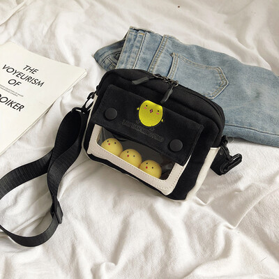 

Cute cute little yellow chicken canvas bag fashion casual Messenger bag 2019 new chic wild hit color shoulder bag