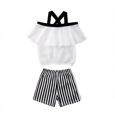 

Hot fashion Summer Baby Girl Off-Shoulder Sun-Top Strap T-shirtShorts Pants Outfits