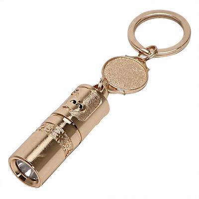 

Mini LED Flashlight Emergency Light Key Ring And Key Chain For Camping Hiking-Golden